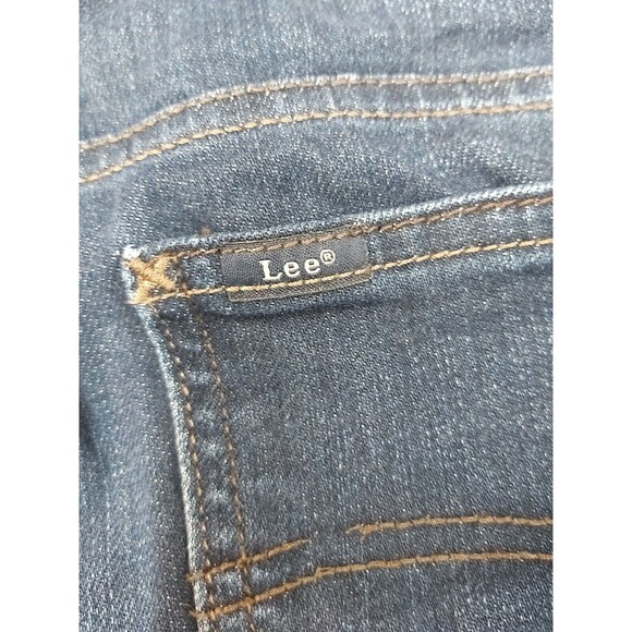 Lee Regular Fit Plus Size 20m Straight Leg Mid Rise Dark Wash Denim Jeans - Picture 9 of 13